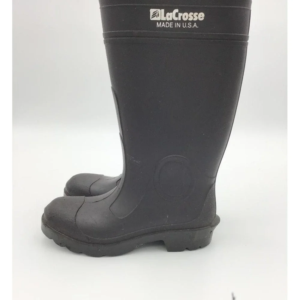 LaCrosse Black Rubber Boots Youth Size USA Tall Waterproof Workwear Barn Boots
